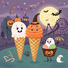 Funny Halloween Ice Cream Carnival