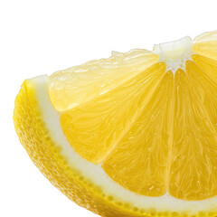 Vibrant Yellow Lemon Slice on Transparent Background: Detailed Close Up of Juicy Citrus Fruit for Packaging Design and Culinary Projects