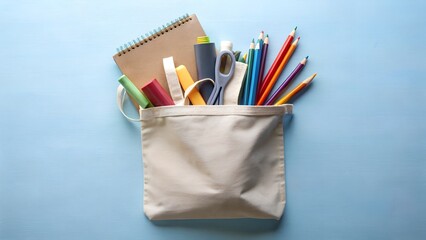Vibrant art supplies spill from a canvas tote bag, ready for creative projects and learning