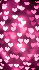 Abstract bokeh hearts in pink