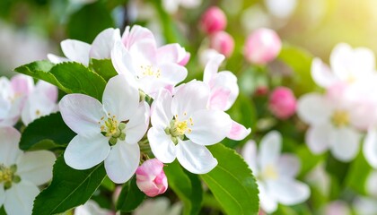 Blooming apple blossoms in spring sunlight