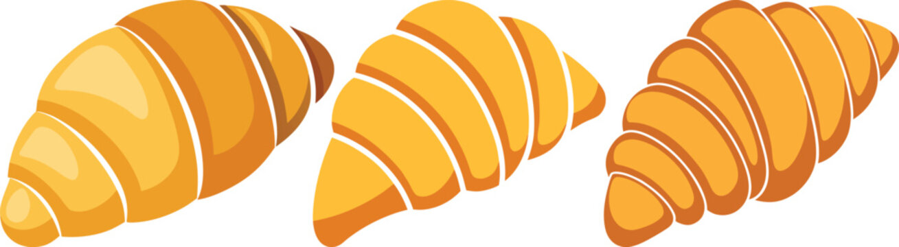 Set of Three Croissant Vector Illustrations &ndash; Bakery Pastry Icons