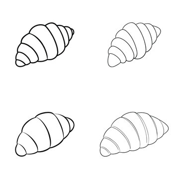 Set of Four Croissant Line Art Icons
