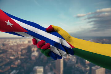 Shaking hands Cuba and Guinea-Bissau