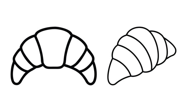 Simple Two Croissant Line Art Icons