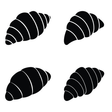 Croissant Silhouette &ndash; Black and White Bakery Pastry Vector