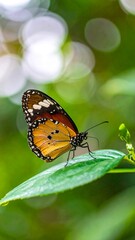 Fototapeta premium Butterfly perched on leaf