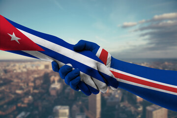 Shaking hands Cuba and Iceland