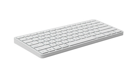 White Wireless Keyboard with Slim Design for Modern Workspace and Office Productivity, Transparent Background, 3D Render, Technology Equipment