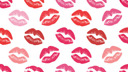 Lipstick Kiss Marks Pattern Romantic Background Beautiful Seamless Design for Valentines Day Celebrations and Love Themed Designs with Vibrant Colors