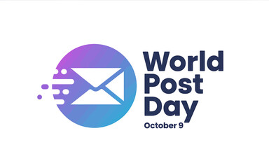 Celebrating World Post Day on October 9th with modern graphic envelope design for global communication and postal service appreciation
