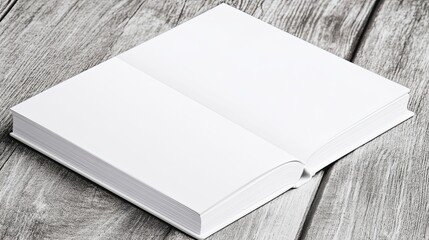 Fototapeta premium Open book with blank pages on wooden table