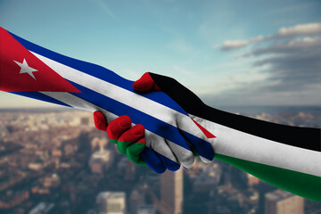 Shaking hands Cuba and Jordan