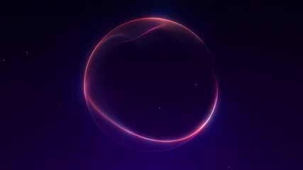 Abstract shiny gradient particle sphere rotating with glowing colorful energy lines on dark background. Seamless futuristic 4K loop animation. - Powered by Adobe