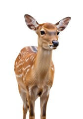 Elegant sika deer portrait with clear and minimalistic white backdrop
