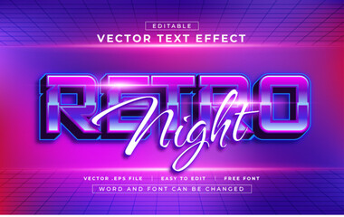 Retro Night 3D editable text effect style