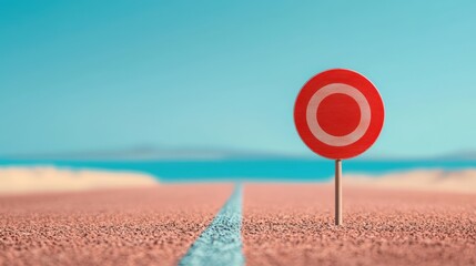 Heat of an asphalt road stretching into the horizon, with a distant mirage forming under the sun.