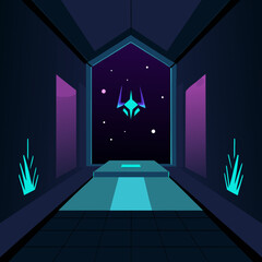 Futuristic Space Portal With Geometric Symbol vector