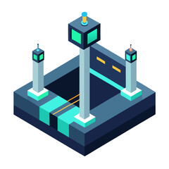 Futuristic underground parking structure isometric