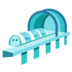 Futuristic transport hub glass tubes station hyperloop