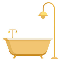 Golden bathtub with shower fixture yellow