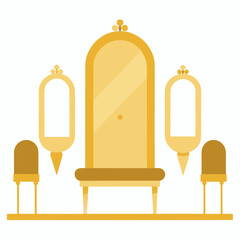 Golden salon with ornate mirrors and chairs interior