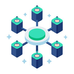 Interconnected network nodes with glowing accents connection