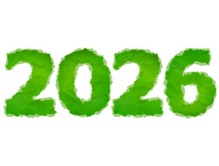 New Year 2026 of crumpled paper isolated on white background. Paper year number with torn edge. Vector design element for new years day, christmas, winter holiday, new years eve, silvester, etc