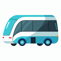 Sleek blue and white autonomous vehicle electric bus