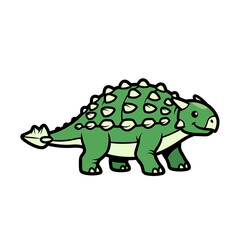 A cute, cartoon-style illustration of a green Ankylosaurus dinosaur with a club tail and armored plates.
