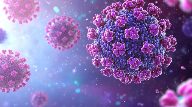 Microscopic virus cells closeup 3 d render
