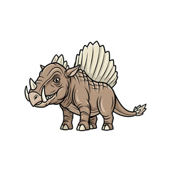 Cartoon illustration of a cute, spiky-backed dinosaur resembling a pig.