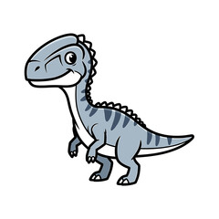 Obraz premium A cute cartoon illustration of a light blue dinosaur with gray stripes and a spiky crest on its head.