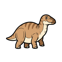 Fototapeta premium Cartoon illustration of a small, brown dinosaur with a long neck, walking sideways.