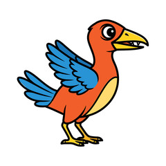 Naklejka premium Cartoon illustration of a bright orange and blue bird.
