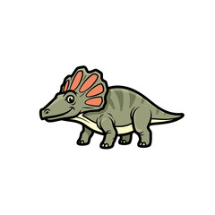Fototapeta premium Cartoon illustration of a friendly Triceratops dinosaur with a frill and horns, smiling.
