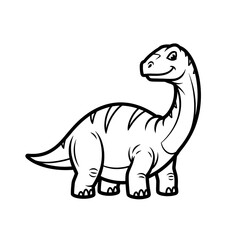 Obraz premium Cute cartoon illustration of a long-necked dinosaur, likely for coloring or educational purposes.