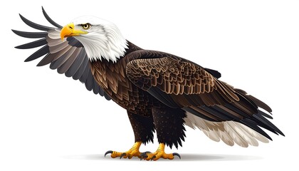 Obraz premium Bald eagle in profile with wings spread