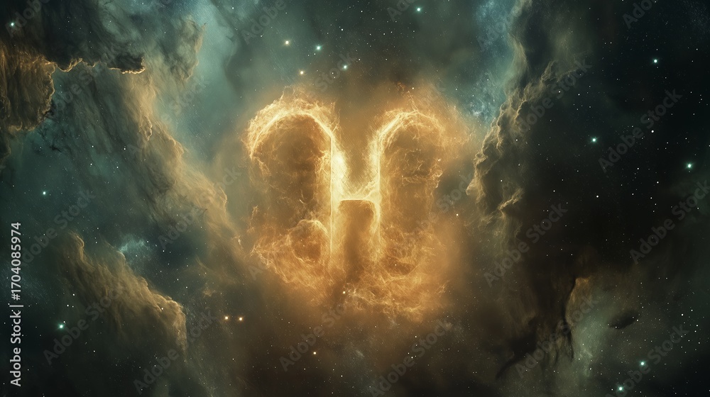 Wall mural abstract cosmic ouroboros made of fire and energy. astrological symbol of eternal return or cosmic c
