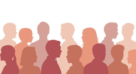 Diverse group of people silhouettes in warm tones representing community and connection