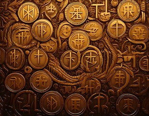 Ornate gold relief pattern