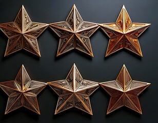 Obraz premium Ornate gold stars on dark background