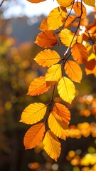 Fototapeta premium Autumn leaves bathed in sunlight (1)