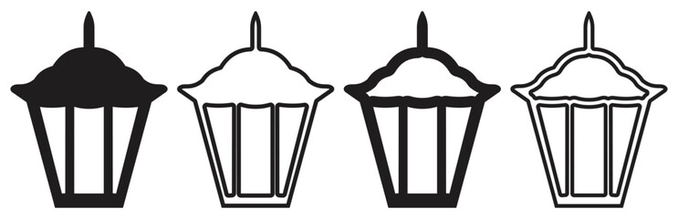 Traditional outdoor gate pillar lantern silhouette illustration.