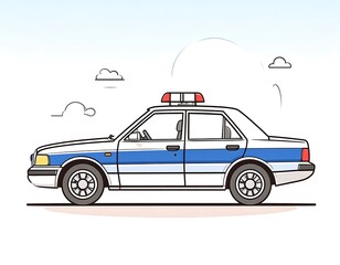 Outline drawing of a police car.  Simple, clean lines