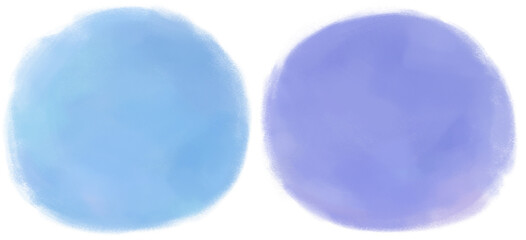 水色と紫色の水彩で描かれた丸くてやわらかいブラシテクスチャ