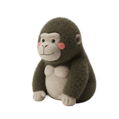 Fototapeta premium Cute Gorilla Plush Toy Isolated on Transparent Background Studio Shot of Playful Animal Doll