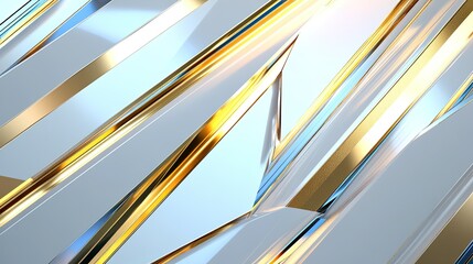 Modern, luxurious abstract design with gold and silver shapes.