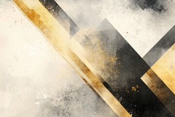 Modern geometric design with gold and black watercolor textures.