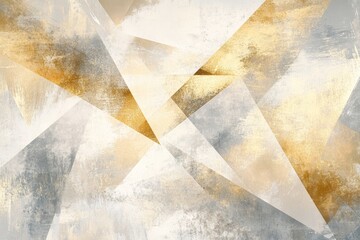 Modern abstract painting with beige and grey triangles